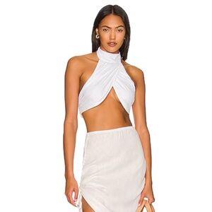 OW Collection Indigo Halter Top – White (Size S)